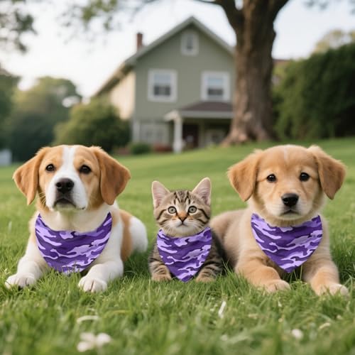 Purple Camo Dog Bandana - Reversible Triangle Scarf for Pets
