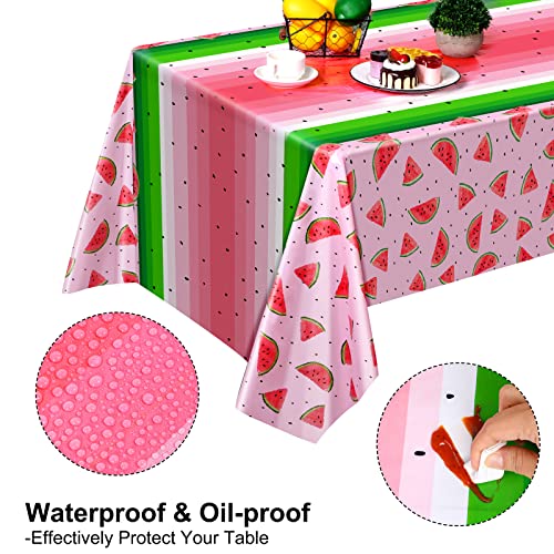 Watermelon Plastic Tablecloths - 2 Pack, 54 x 108 Inch Disposable Party Cover