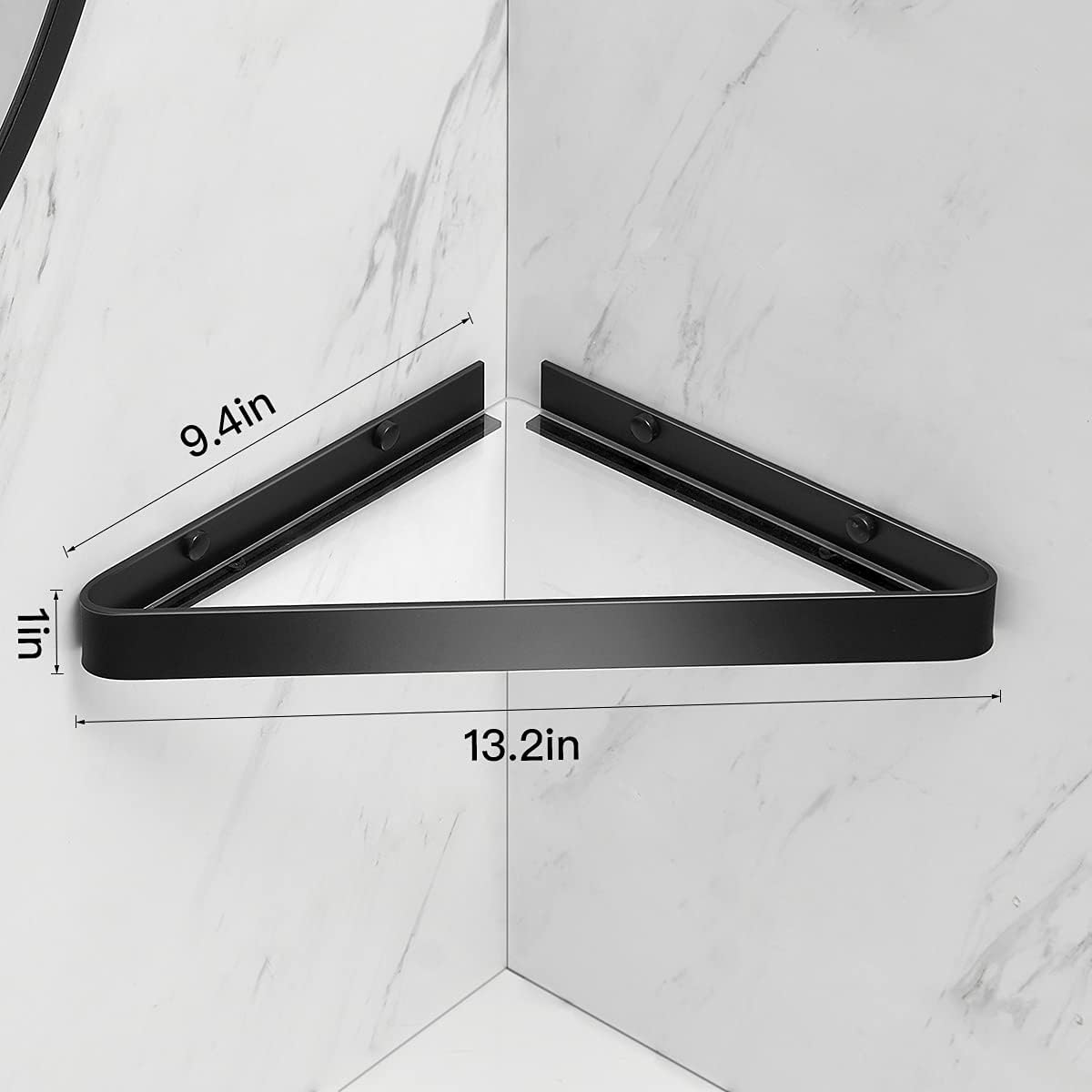 Wall Mounted Glass Bathroom Shelves - 2-Tier Floating Organizer in Black