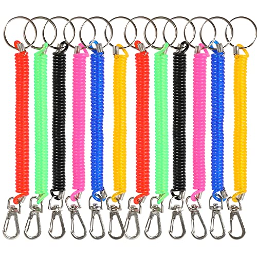 Retractable Coil Spring Keychain - 12pcs in 6 Colors