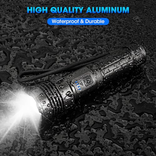 Rechargeable LED Flashlights High Lumen,99,000 Lumens Super Bright Flashlight,Powerful Flash Light 5 Modes for Home Outdoor Camping Hiking