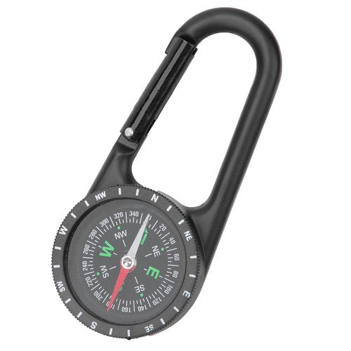 Kuuleyn Carabiner Clip On Compass - Mini Zinc Alloy Portable Carabiner Compass with Graduated Ring for Outdoor Hiking & Camping Navigation