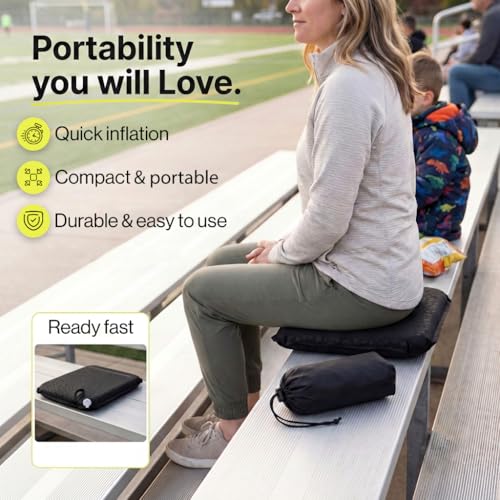 Black Inflatable Seat Cushion 2-Pack Portable Travel & Outdoor Comfort