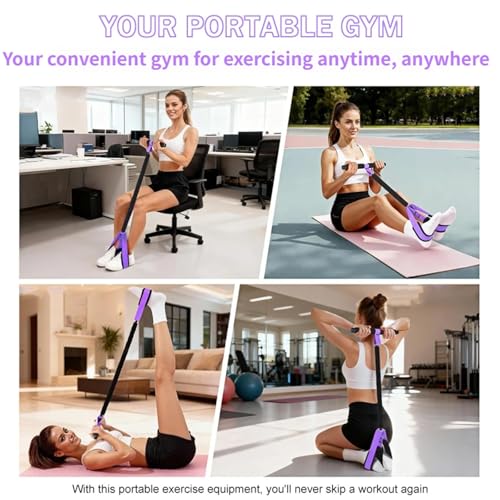 Pink 55lbs Multifunctional Resistance Bands with Pedals & Handles