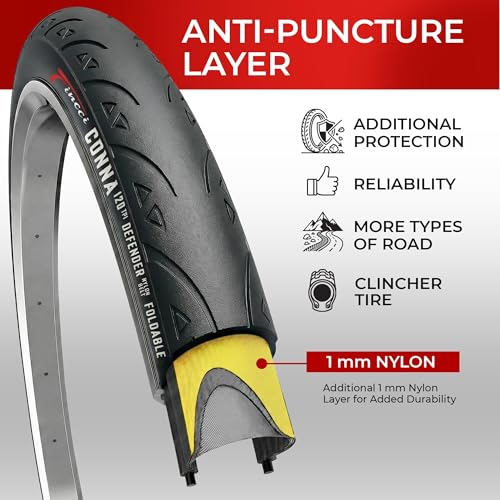 Fincci 700x25c Kevlar Road Bike Tire Puncture-Resistant Folding Tire
