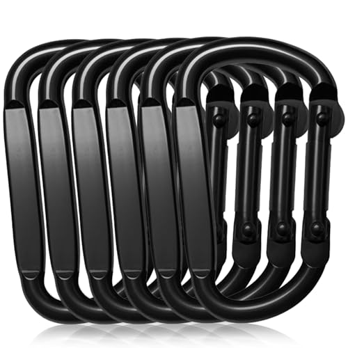 Heavy Duty Carabiner Clips - 2.44 Inch, 6 Pack, Black