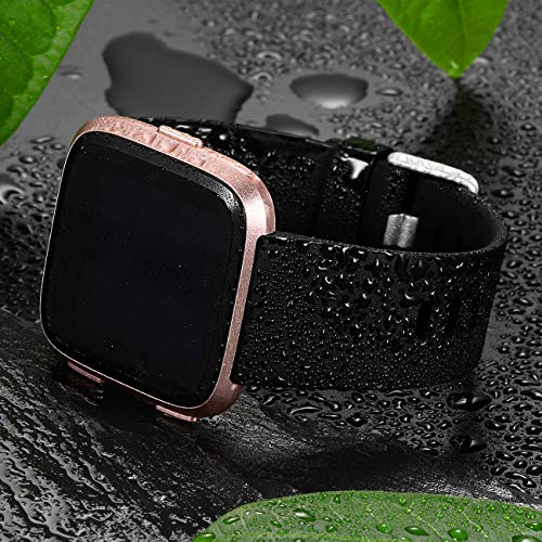 Fitbit Versa 2 Bands - Soft Waterproof Replacement Wristband Strap - Large 7.2"-8.7" - Black