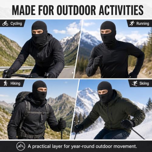 15 Pack Black Ski Mask & Neck Gaiter Set - UV Protection, 6 Pcs