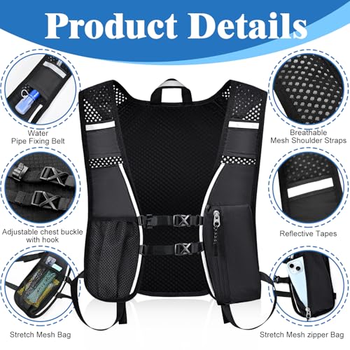 MIAOJIE Black 2L Hydration Backpack for Running, Cycling & Hiking