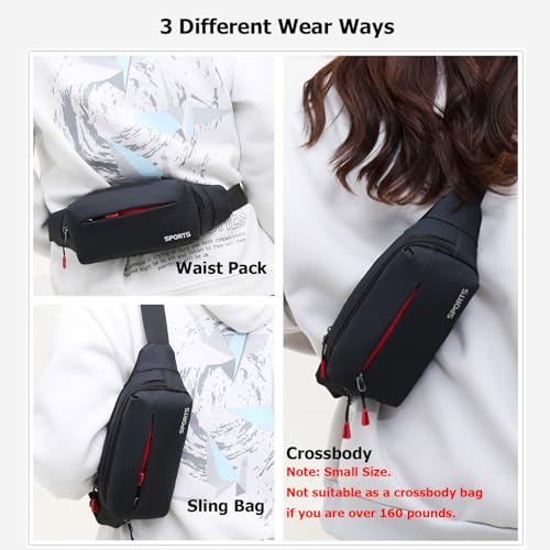 Jinfield Water-Resistant Unisex Fanny Pack Black, Small Sports Waist Bag