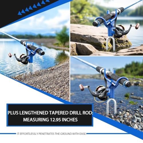 DZrudun 2 Pack Ground Fishing Rod Holders with Adjustable Angles & Long Stake