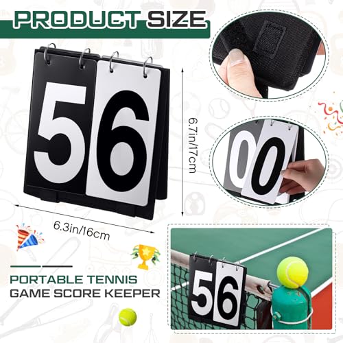 Portable Tennis Scoreboard - Flip Score Keeper 0-9 - Black