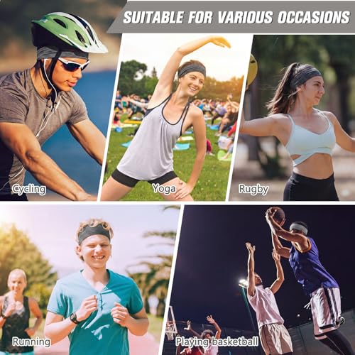 12 Pack Elastic Sport Headbands for Women - Dark Gray Sweatbands