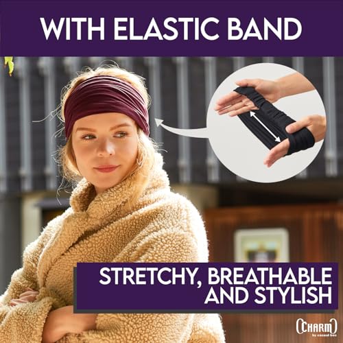 CHARM Japanese Style Headband for Men & Women, 3-Pack in Black, Gray, Navy – Stretchy, Non-Slip Workout & Daily Use