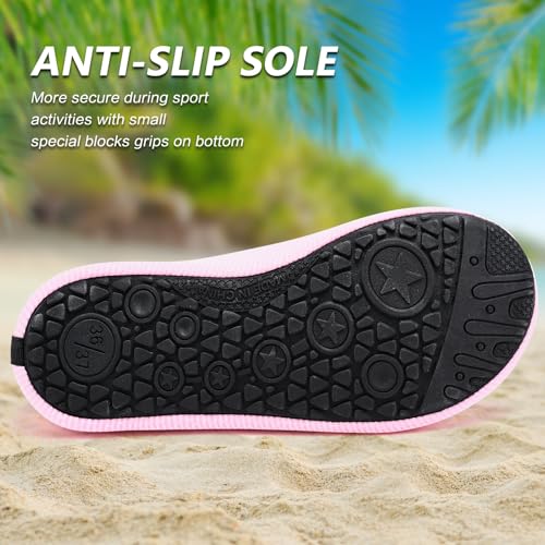 Deevike Water Shoes for Women & Men - Barefoot Quick-Dry Aqua Socks Pink 11-12 Women / 9.5-10.5 Men