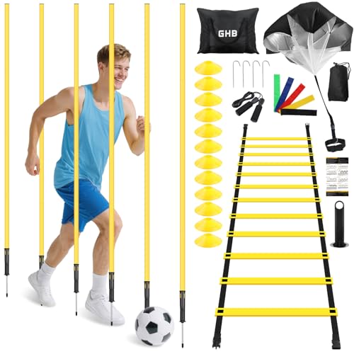 Agility Training Equipment Set with Ladder, Poles, and Cones