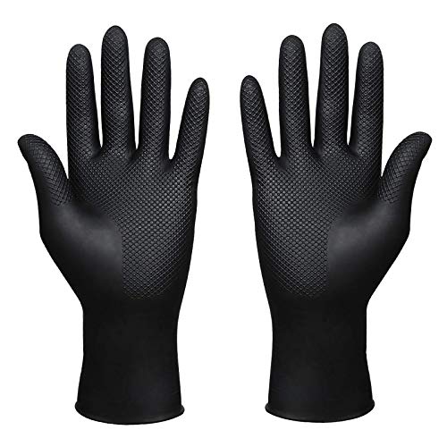 Reusable Hair Dye Gloves - Non-Slip Waterproof Rubber Gloves, Large - Black