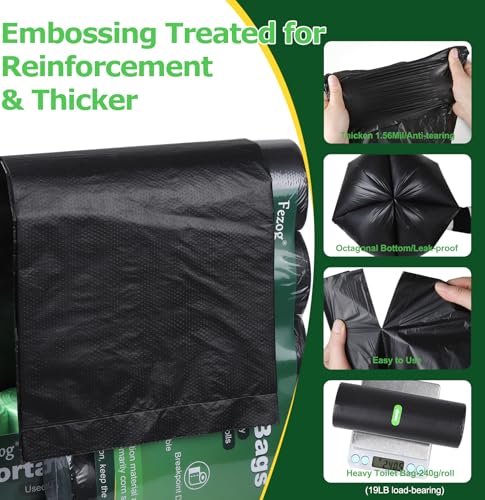 Portable Toilet Bags - 8 Gallon Camping Toilet Bags - Black, 40PCS