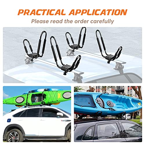 J-Bar Kayak Roof Rack - 2 Pair Heavy Duty Carrier with Ropes
