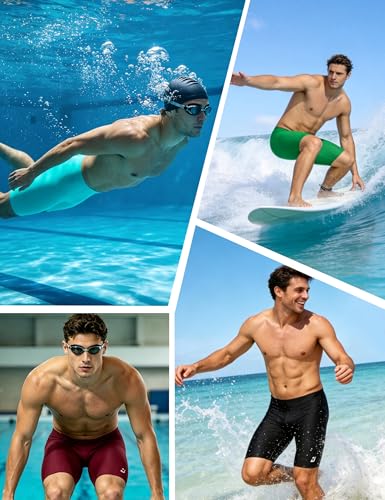 Men's Swim Jammers, 8-9 Inch Racing Training Swimming Shorts UPF 50+