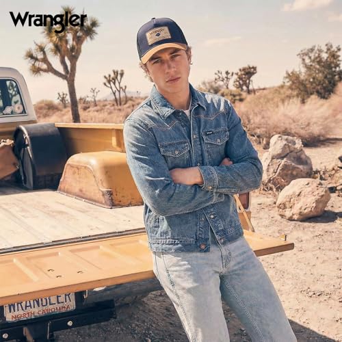 Montana West X Wrangler Men's Trucker Hat 2-Pack Black & Navy Breathable Mesh Structured Caps Adjustable Snapback