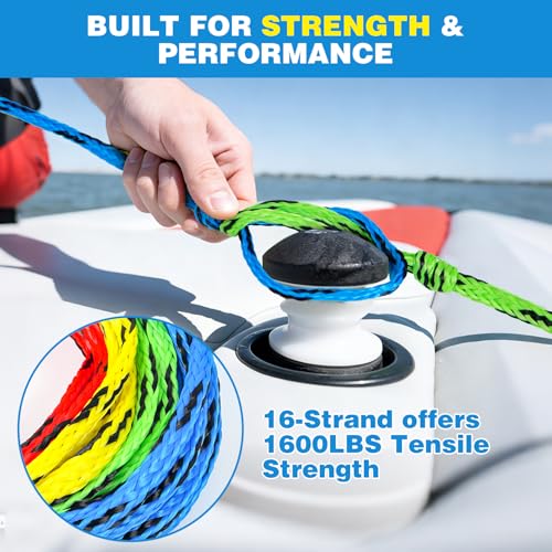 75FT Water Ski Rope with Floating Handle - Multi-Colors