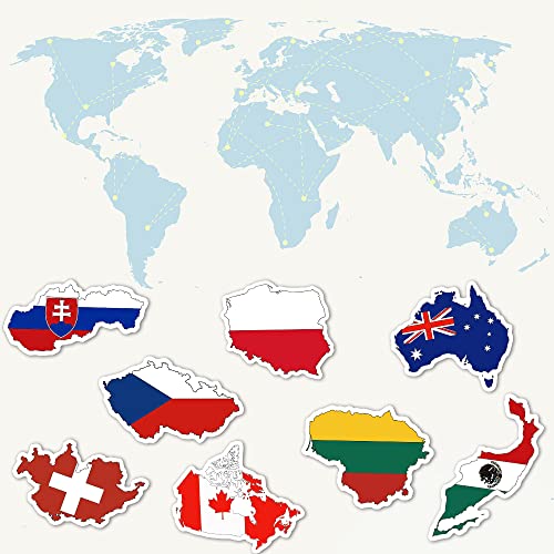 World Flag Stickers - 50 Unique Country Flag Designs for Water Bottles, Scrapbooking & Gifts