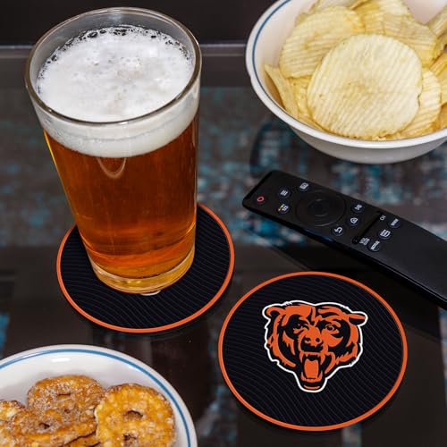 NFL Football Coaster Set - 4 Pack Durable PVC Coasters