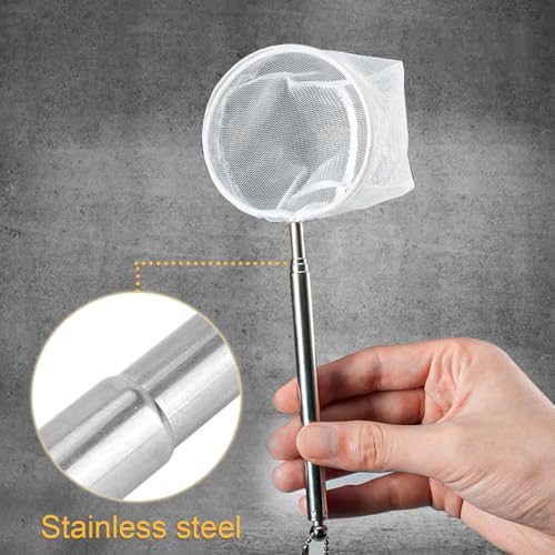 Telescopic Butterfly Net with Extendable Handle - White