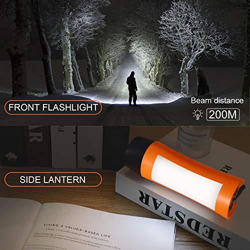 Rechargeable Hand Crank Flashlight/Generator/USB Charger for Phone and Emergency Survival Situations (Orange)