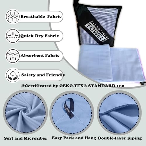 Quick Dry Microfiber Beach Towel - Lightweight Compressed 12"x24" - Light Purple