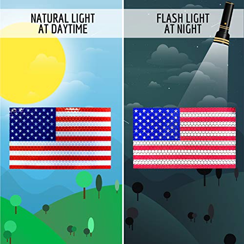 Reflective American Flag Sticker Decal - 3 Pack, 5x3 Inches