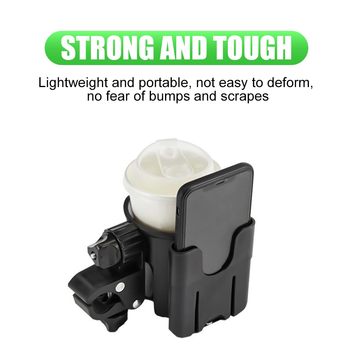 Golf Cart Cup Holders, Universal 2-in-1 Mug Phone Holder, Mount Compatible with EZGO/Club Car/Yamaha, 360° Swivel with Silicone Protective Pad, Bike, Wheelchair, Walker, Scooter