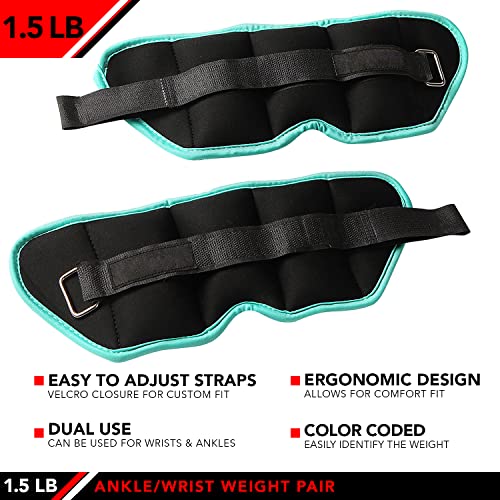 JFIT Ankle Weights - Weight Pair 10 and Bundle Options 0.5 to 8 lbs.