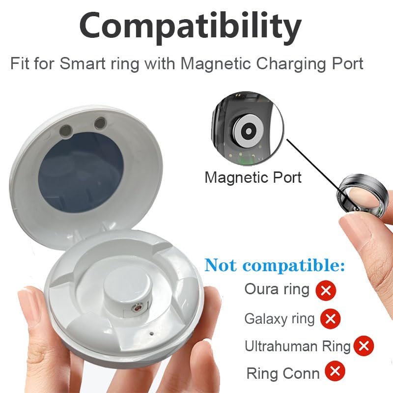 [1+1Pack] for Herz P1 Smart Ring Charger, Magnetic Charging Box&Cable Portable Charger Magnetic Charging Cable Port (Not Wireless Case!)