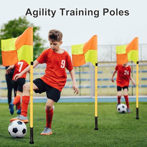 Soccer Corner Flags Set of 4 - 5FT Training Poles for Agility