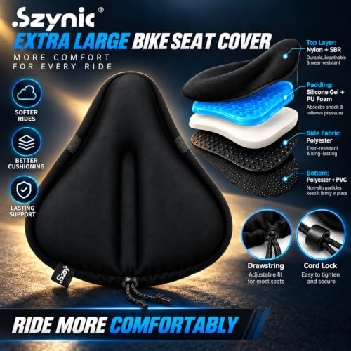 X-Large Gel Foam Bike Seat Cover with Anti-Slip Bottom - Szynic