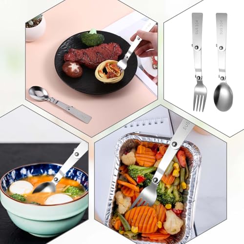 Portable Stainless Steel Cutlery Set - 4 Pcs Foldable Forks & Spoons