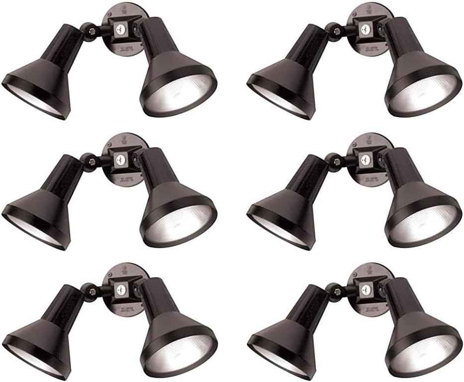 150W Outdoor Security Flood Light - Dual Head, Weatherproof Cast Aluminum, Dark Bronze Finish