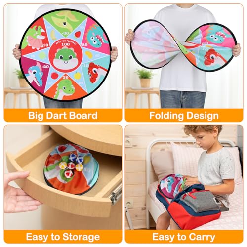 28" Large Kids Dart Board Set with Sticky Balls - Indoor & Outdoor Fun