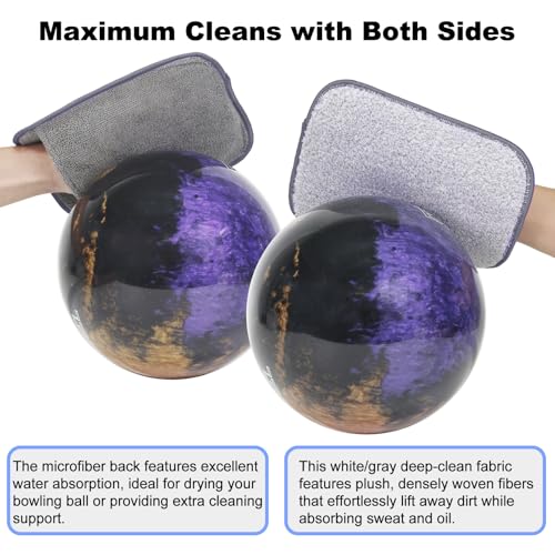 Wearable Bowling Ball Shammy Pad - Dual-Sided Towel Glove, 2-Pack Gray