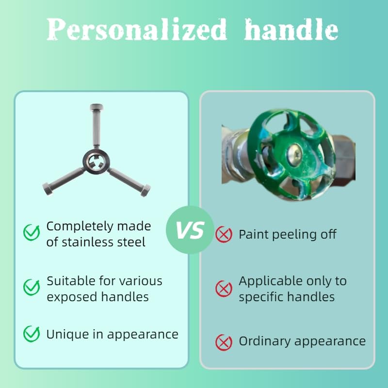 fxnx Adjustable Outdoor Faucet Handle,Hose Bib Handle, Outdoor Garden Faucet, Hose Bib, Round Wheel for 3/8" Or Smaller Exposed Stem Outdoor Faucet Handle Replacement