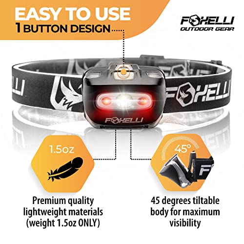 LED Headlamp Flashlight - Black, Waterproof & Lightweight for Running, Camping, Hiking