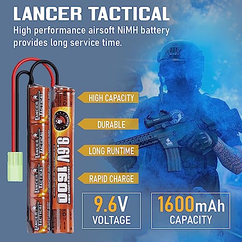 9.6V 1600mAh NiMH Airsoft Battery Pack - Compatible with AEG