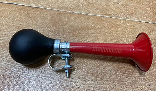 Red Metal Bicycle Bugle Horn - Squeeze Bulb Design