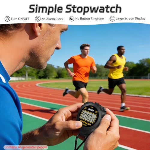 Simple Silent Stopwatch Timer - Black & Blue - Easy to Use