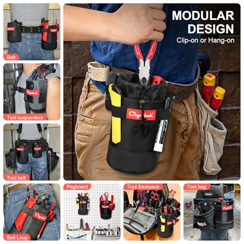 Chyaidach Heavy-Duty Tool Pouch with Belt Clip & Carabiner – Contractors & Electricians