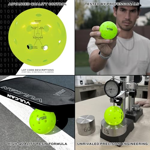 Pickleball Balls - 6 Pack Hi-Vis Green Official for Outdoor & Indoor Play