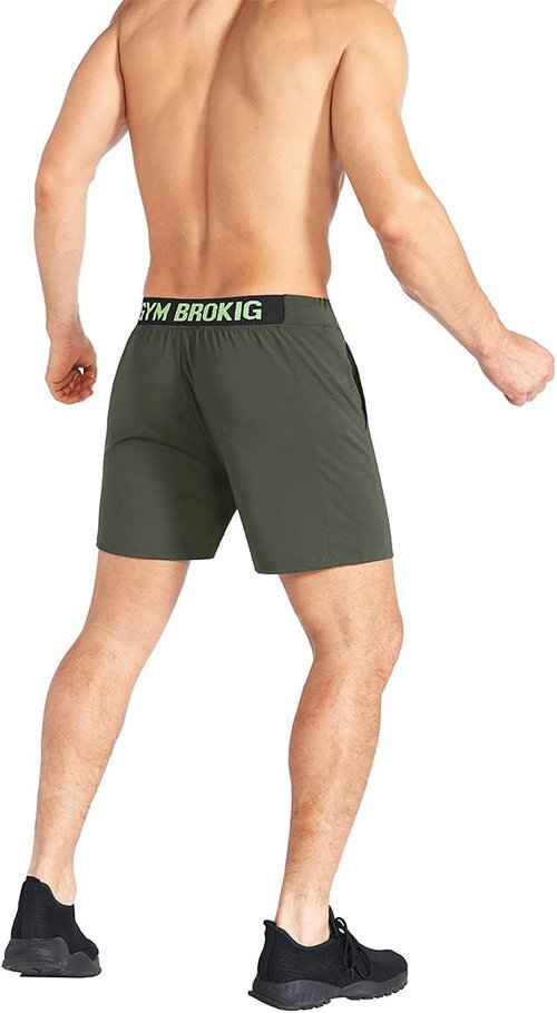 BROKIG Men's Lightweight Gym Shorts - Quick Dry Athletic Shorts with Zip Pocket for Workouts