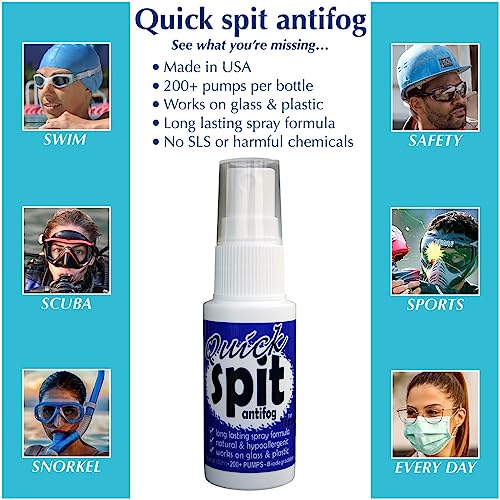 Quick Spit Anti-Fog Spray for Swim Goggles & Masks - 1 Ounce